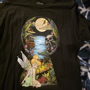 Disney Black T-Shirt with Tinker Bell and Skull Island Design